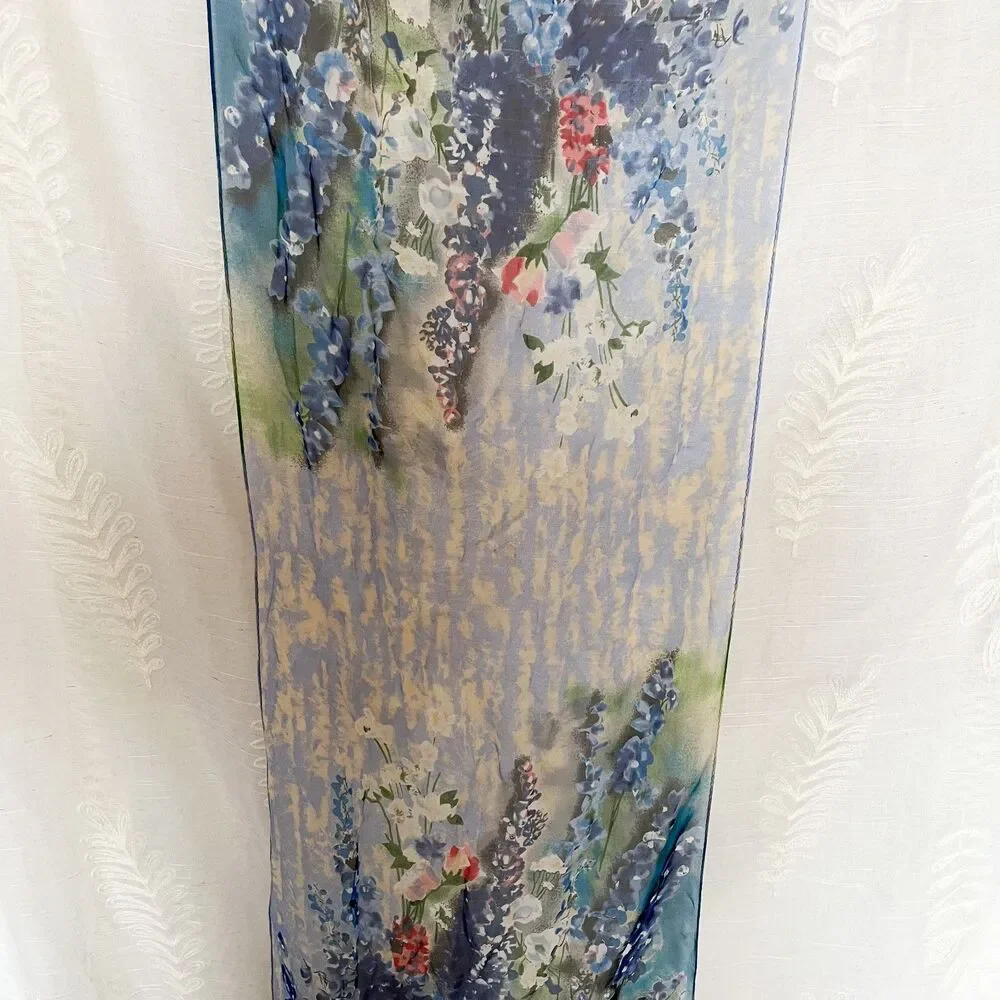 Vintage Larkspur, Peonies, and Canterbury Bells by Laura Coombs Hills Silk Scarf